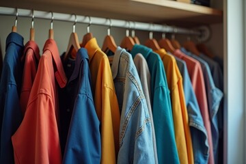 Obraz premium Anxiety in a Picture-Perfect Closet: Precisely Organized and Color-Coded with One Hanger Out of Place