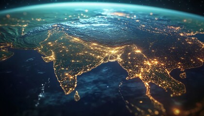 India at night: city lights illuminate the subcontinent from space
