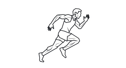 Obraz premium Line Art Illustration of a Male Runner in Motion Sprinting Forward.
