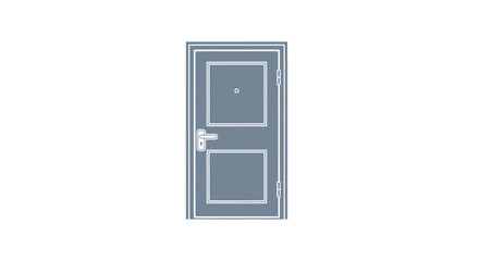 Simple Grey Door with White Trim and Silver Handle Illustration.