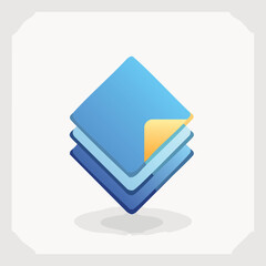 Stacked Blue and Yellow Layered Square Icon