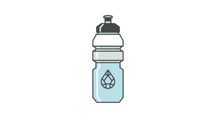 Illustrated Blue Water Bottle with Black Cap and Water Drop.