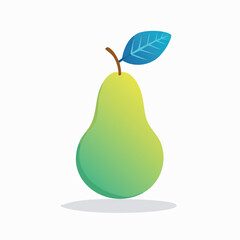 Vector Illustration of a Green Pear with Leaf