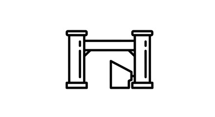 Simple Line Art Icon of a Gate or Entrance Structure.