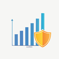 Financial Growth Chart Protected by Shield Icon