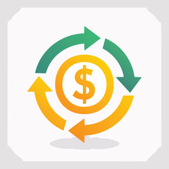 Financial Cycle Concept with Dollar Sign and Arrows