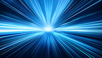 Digitally Generated Image Of Blue Light And Stripes Moving Fast