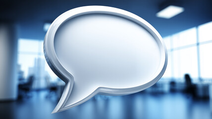 Speech bubble symbolizing corporate communication messaging and customer support dialogue.
