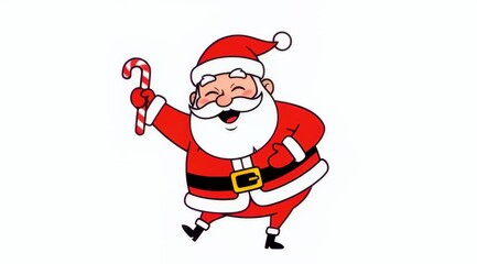 Happy santa claus holding candy cane isolated on white background, christmas character illustration
