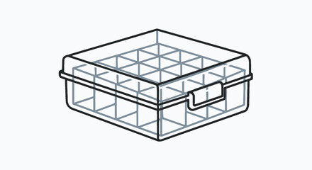 Clear plastic ammunition storage box with multiple compartments.