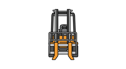 Front View Illustration of a Forklift with Orange Forks.
