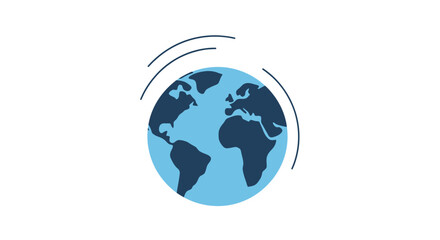 Stylized illustration of the Earth with swirling lines indicating movement.