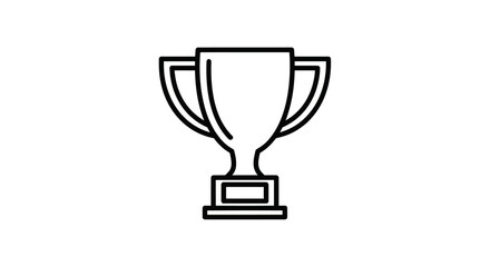 Simple Black and White Trophy Icon on White Background.
