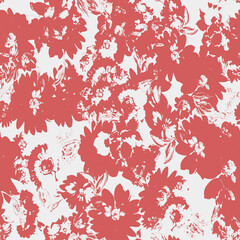 Minimal Flat Floral Pattern Design 2 Color - Allover Ready To Print For Fabric And Repeat Design Wallpapers Background