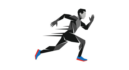 Geometric Runner in Motion: Abstract Illustration of Speed and Agility.