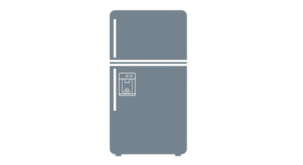 Modern Gray Two-Door Refrigerator with Ice and Water Dispenser Icon.