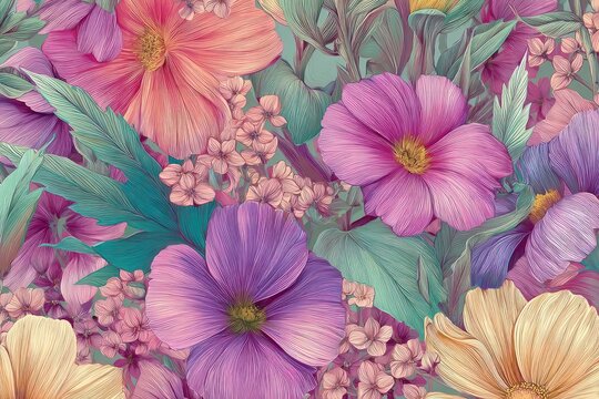 Botanical illustration pattern flower asteraceae.