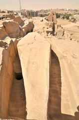 Unfinished obelisk  located in the northern region of the stone quarries of ancient Egypt in Aswan, Egypt.