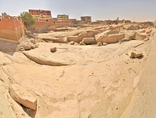 Unfinished obelisk  located in the northern region of the stone quarries of ancient Egypt in Aswan, Egypt.