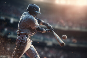 A baseball player is swinging a bat at a ball