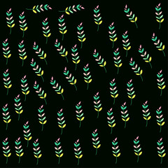 Pixel Art Forest Pattern with Abstract Plants and Dark Background for Retro Gaming Aesthetic and Nostalgic Design Perfect for Wallpapers and Digital Art Projects