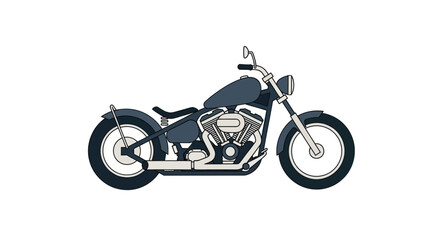 Obraz premium Classic Dark Chopper Motorcycle Illustration Side View.