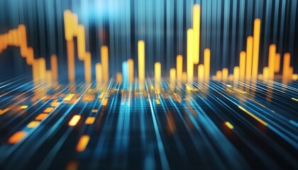 Abstract background with glowing orange and blue bars representing data streams