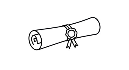 Simple Black and White Rolled Diploma with Ribbon Seal.