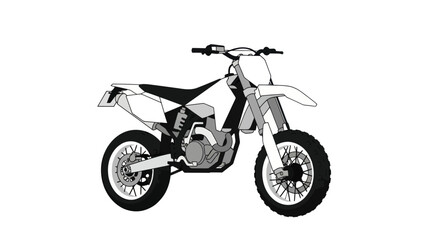 Obraz premium Black and White Line Art Illustration of an Off-Road Motorcycle.
