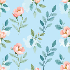 watercolor cute seamless floral pattern design
