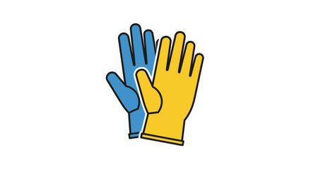 Pair of Blue and Yellow Rubber Cleaning Gloves.