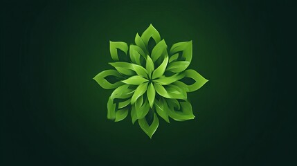 Eco-concept vector showcasing a green flower icon crafted from fantastical leaves. Symbolizes ecological balance, sustainable development, and the allure of magic or illusion