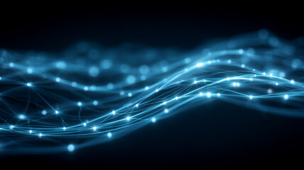 Soft interconnected lines flow like waves across the frame, depicting continuous data streams service reliability and scalable cloud integration.
