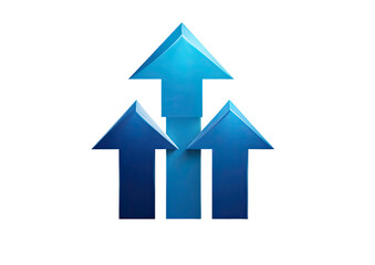 Fototapeta premium Three blue arrows pointing upwards, arranged centrally