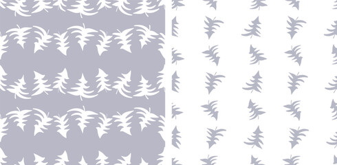 Decorative christmas trees curved abstract silhouettes, seamless pattern, wallpaper, paper, textile, wrapper, print, fabric, vector