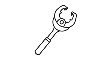 Outline Illustration of a Pipe Wrench Tool with Handle and Adjustable Jaws.