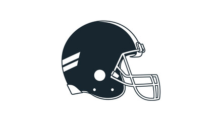 American Football Helmet Illustration with Face Mask and Stripes.