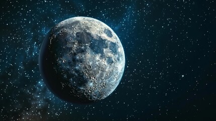 Fototapeta premium A celestial body in deep space, showing craters and texture