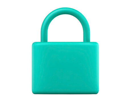 3D padlock security privacy protection teal minimal isolated digital safety closed modern simple lock object technology access password safeguard secure icon symbol plastic cartoon design element