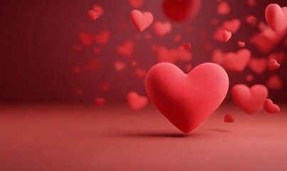 Red Hearts on a Soft Background Creating a Romantic Atmosphere for Love Celebrations