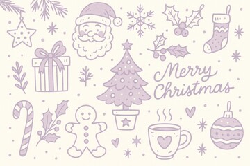 Fototapeta premium Festive holiday doodle illustration background