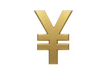 Obraz premium Golden yen symbol isolated PNG on transparent background, currency sign for finance and investment concepts