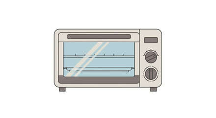 Fototapeta premium Toaster Oven Illustration with Glass Door and Control Knobs.