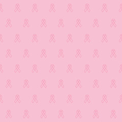 Pink breast cancer ribbons seamless pattern. Breast Cancer Awareness Month pink background. Prevention of cancer, support for women's health.
