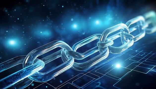 digital chain link representing blockchain technology and connectivity