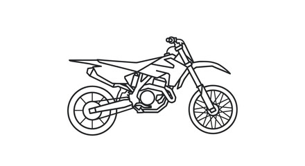 Fototapeta premium Detailed Outline Drawing of a Modern Dirt Bike.