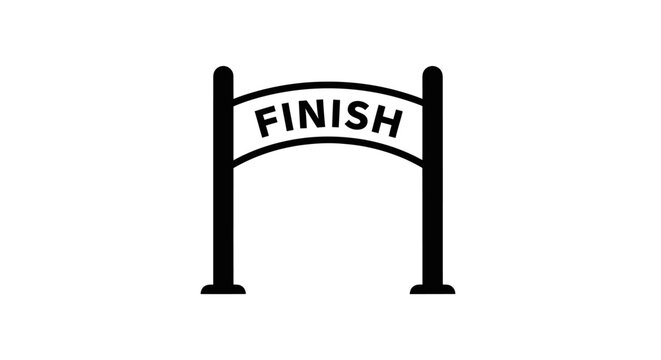 Black and White Finish Line Archway Icon.