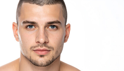 Obraz premium Close up studio portrait of a serious young man