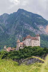Gutenberg Castle on hill in Balzers, Liechtenstein
Picturesque medieval castle on hilltop surrounded by alpine nature and forested mountains. 