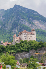 Gutenberg Castle on hill in Balzers, Liechtenstein
Picturesque medieval castle on hilltop surrounded by alpine nature and forested mountains. 